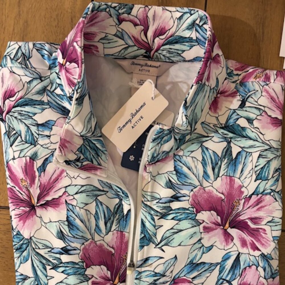 Tommy Bahama floral active wear zip up jacket size XL